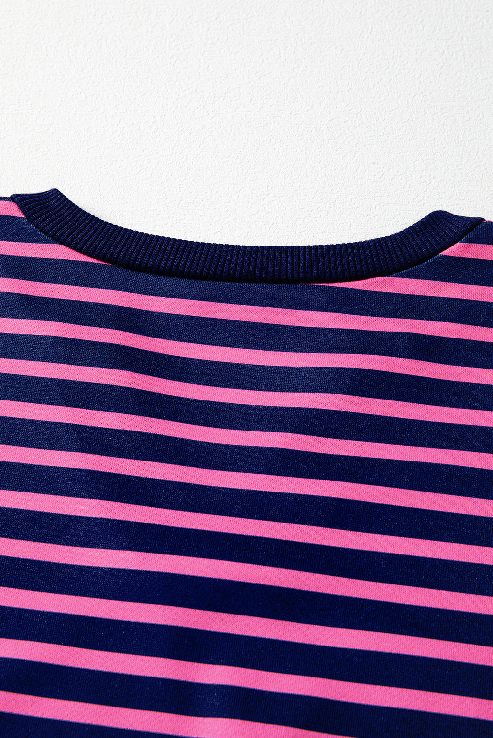 Pink Stripe Color Block V Neck Loose Fit Long Sleeve Top