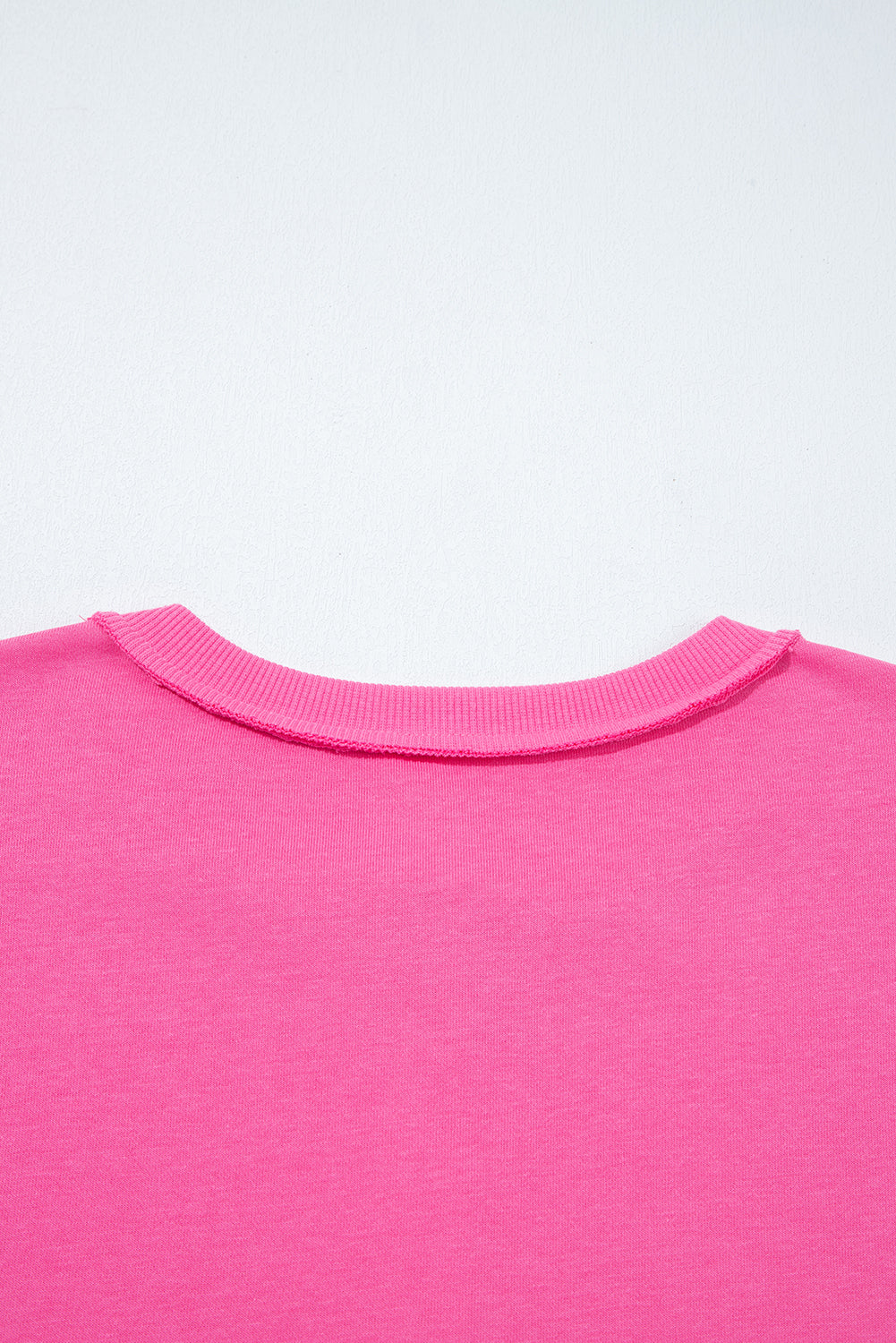 Bright Pink Raw Edge Half Buttons Pullover and Jogger Pants Set