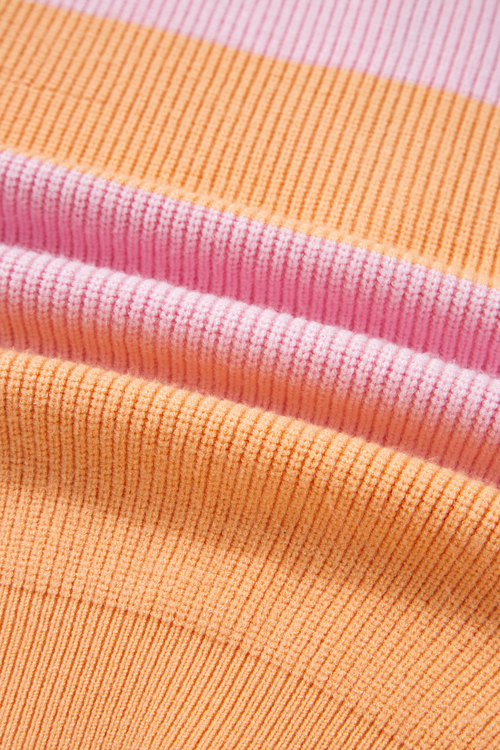 Orange Stripe Colorblock Half Zip Oversize Sweater